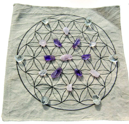 Flower of Life Crystal Grid Set - 20 PREMIUM gemstones - LOVE - Reiki Healing