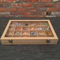 BIG!  Elegant Crystals Storage Box with 25 Partitions - *OPTIONAL CRYSALS* - Tempered Glass Top - Polyester - Ultimate Gift Set