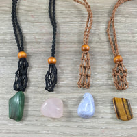 Hemp Cord Necklace Stone / Crystal Holder - 2 sizes to choose from - 100% Natural, Hand Braided Macrame - Hippie Style / Bohemian Style
