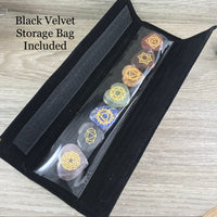 7 Chakras Gemstone Hearts Set - Genuine Crystals - Smooth, Polished - Comes with Velvet Storage Bag - Reiki Energy