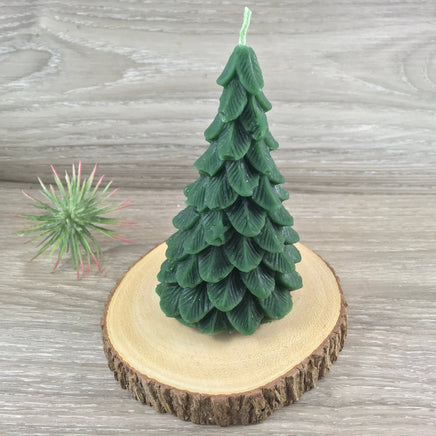 Yule Tree Forest Green Candle - 100% Pure Beeswax Honey - Handcrafted Western Canada - Bee Friendly - 12 to 14 hours Burn time