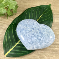 BIG 3.75" Blue Calcite Heart (14oz+) - Hand Polished, Natural, No Dyes - *Soothing* - *Astral Travel* - *Communication* - Throat Chakra