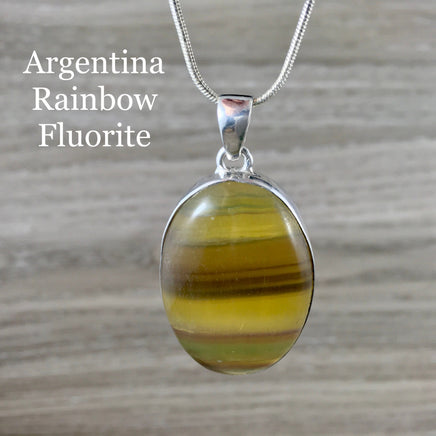 Argentina Rainbow Fluorite Pendant on 925 Sterling Silver - Bonus Chain! - *Mental Enhancement & Clarity*