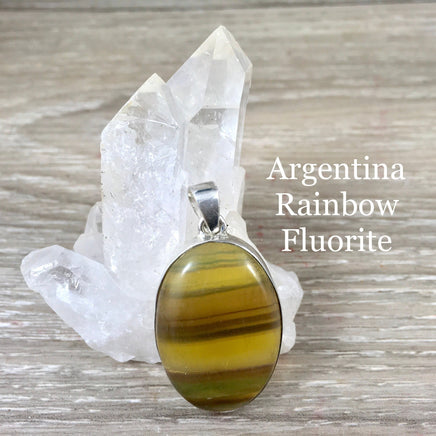 Argentina Rainbow Fluorite Pendant on 925 Sterling Silver - Bonus Chain! - *Mental Enhancement & Clarity*