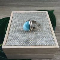 35.5cts Genuine Larimar RIng - Size 6 - 925 Solid Sterling Silver - *Calming* - *Cooling* - *Soothing to Emotional Body*