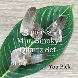 3 pieces MINI Smoky Quartz Cluster Set - Natural, No Dyes - Semi Polished -  *GROUNDING* - *ORGANIZATION* - *Manifest Dreams & Inspirations*