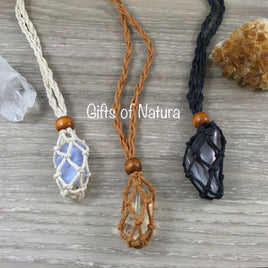 Hemp Cord Necklace Stone / Crystal Holder - 2 sizes to choose from - 100% Natural, Hand Braided Macrame - Hippie Style / Bohemian Style