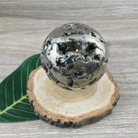SUPERB Natural Pyrite Druzy Sphere - 2" - Hand Polished - *Vitality* - *Willpower* - *Confidence* - *Creativity* - Reiki Healing