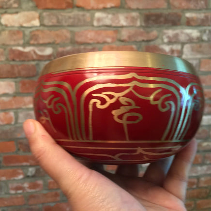 5" Handcrafted Red Hand Painted Tibetan Singing Bowl - Meditation, Healing, Yoga Gift