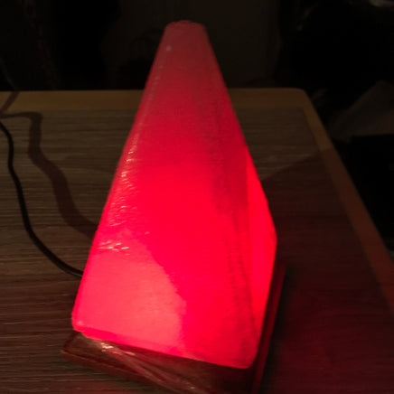Himalayan Salt Crystal White Pyramid Lamp Ionizer - USB - LED  Solid Wood Stand - Breath of Fresh Air
