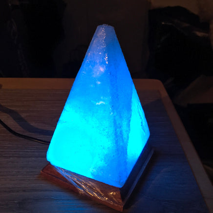 Himalayan Salt Crystal White Pyramid Lamp Ionizer - USB - LED  Solid Wood Stand - Breath of Fresh Air