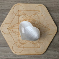 2.5" Puffy White Selenite Heart with LED Color Changing Stand Option