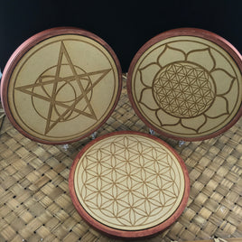 Handcrafted Wooden Grids 6" Diameter - Flower of Life - Lotus - Pentacle - ENERGY - CRYSTAL GRID