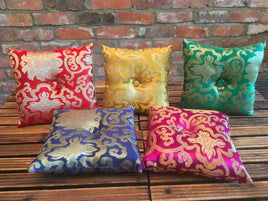 PREMIUM QUALITY Hand Stitched Tibetan Silk Cushions / Pillows - Made with Natural Wool - Complements Singing Bowls