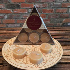 100% Pure Beeswax Honey Tea Light Candles Package - Handcrafted Western Canada - Bee Friendly - 4 to 5 hours Burn time