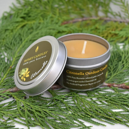 100% Pure Beeswax Honey Candles in a Tin Crafted with Essential Oils - 6 Scents to Choose from - Toxin Free Candles - Safe for Kids & Pets