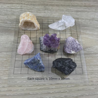 7 Wonders - Rough Crystals Gemstone Set - Agate Geode, Amethyst Cluster, Rose Quartz, Clear Quartz, Sodalite, Lepidolite, Black Tourmaline
