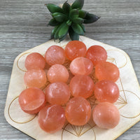 Red / Peach  Tumbled Selenite - Hand Polished - "Spiritual Activation", "Higher Self", "Spirit Guide & Angels" - Reiki Healing