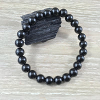Genuine Black Tourmaline Bracelet -3 sizes Beads - Unisex. Polished, Smooth, Natural - *PROTECTION* - *PURIFICATION* - Reiki Energy
