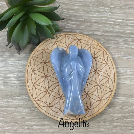 Elegant Crystal Handcarved Gemstone Angel Figurines - 2" (50mm) - Handcarved, Polished - Unique Crystal Gemstone Angel Gifts