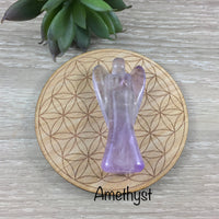 Elegant Crystal Handcarved Gemstone Angel Figurines - 2" (50mm) - Handcarved, Polished - Unique Crystal Gemstone Angel Gifts