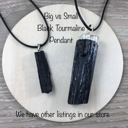 Small Black Tourmaline Pendant  - Natural, Electroplated - FREE CORD! - *Repels Negativity* - *Protection* - Reiki Energy