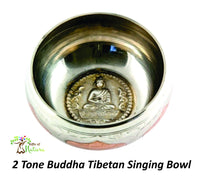 4.2" Beautiful 2-Tone Tibetan Singing Bowl - Handcrafted Etched Designs - Buddha Center - Meditation Tool, Healing, Yoga Gifts