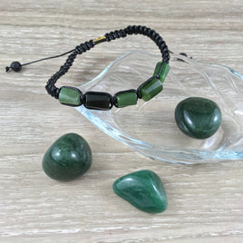 Aventurine Jade Bracelet - Hand Braided - Completely Adjustable - Lava Beads Accent - *VITALITY* - *GROWTH* - *CONFIDENCE* - Heart Chakra