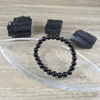 Genuine Black Tourmaline Bracelet -3 sizes Beads - Unisex. Polished, Smooth, Natural - *PROTECTION* - *PURIFICATION* - Reiki Energy