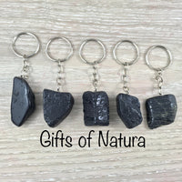 Black Tourmaline Key Chain - Natural, Tumbled, Smoothly Polished - *Repels Negativity* - *Protection* - Reiki Energy