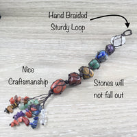 7 Genuine Gemstones Hanging Decoration - Great Gift! - Exquisitely Hand Knotted - *Yoga* - *Car* - *Meditation Room* - Reiki Energy