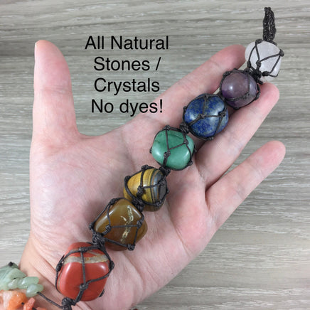 7 Genuine Gemstones Hanging Decoration - Great Gift! - Exquisitely Hand Knotted - *Yoga* - *Car* - *Meditation Room* - Reiki Energy