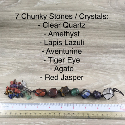 7 Genuine Gemstones Hanging Decoration - Great Gift! - Exquisitely Hand Knotted - *Yoga* - *Car* - *Meditation Room* - Reiki Energy