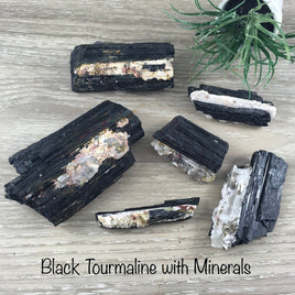 Black Tourmaline with Minerals - YOU PICK - Rough, Raw, Unpolished - *Purification* - *Protection* - Reiki Energy