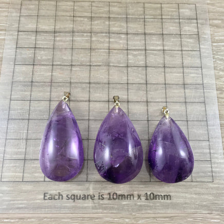 High Grade Genuine Brazilian Amethyst Pendant - Dark - Pear/Tear Shape - "Calming" - " Divine Connection" - Reiki Energy