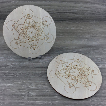 4" Hand Crafted Metatron Cube Crystal Grid / Wood Plaque - Genuine Beech Plywood - *HEALING*