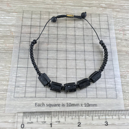 Raw Black Tourmaline Bracelet - Unisex - Adjustable, Lava Bead Accent, Hand Braided - *PROTECTION* - *GROUNDING* - Reiki Energy