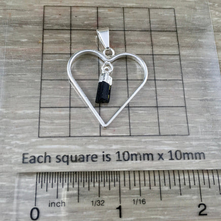 Genuine Black Tourmaline Heart Pendant - Dangle - Silver Plated - *Repels Negativity* - *PROTECTION* - Reiki Energy