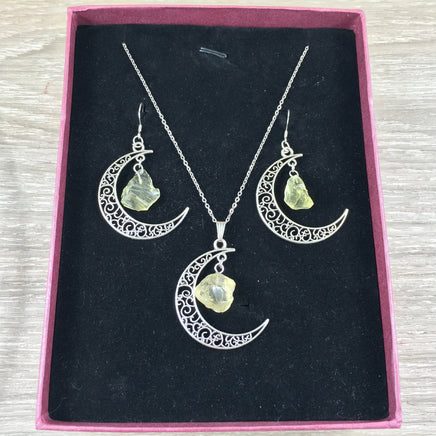 Crescent Moon Lemon Citrine Jewelry - Silver Plated - *ABUNDANCE* - *CREATIVITY* - Reiki Energy