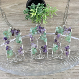 Tree of Life Pendant - Handcrafted with Amethyst and Aventurine - Free Chain - Wire Wrapped - *CALMING* - *GOOD HEALTH* - Reiki Energy