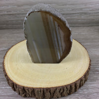 Agate Geode Stand -  Lovely Brown Gray Bands!  Semi-Polished - Nice Shape!  *Reiki Energy*