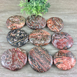 Leopardskin Orbicular Jasper Palm Stone / Earth Stone -  Smooth, Hand-Polished - Natural - *Inner Voice* - *Shamanic Travel* - Reiki Healing
