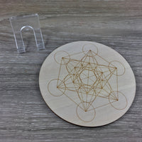 4" Hand Crafted Metatron Cube Crystal Grid / Wood Plaque - Genuine Beech Plywood - *HEALING*