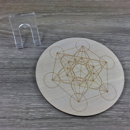 4" Hand Crafted Metatron Cube Crystal Grid / Wood Plaque - Genuine Beech Plywood - *HEALING*