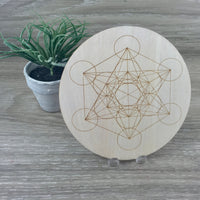 4" Hand Crafted Metatron Cube Crystal Grid / Wood Plaque - Genuine Beech Plywood - *HEALING*