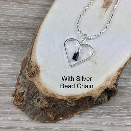 Genuine Black Tourmaline Heart Pendant - Dangle - Silver Plated - *Repels Negativity* - *PROTECTION* - Reiki Energy