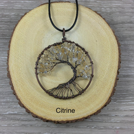Pick Your Stone!  Tree of Life Pendant Necklace Handcrafted with Antiqued Silver Wire and Genuine Gemstones - REIKI ENERGY