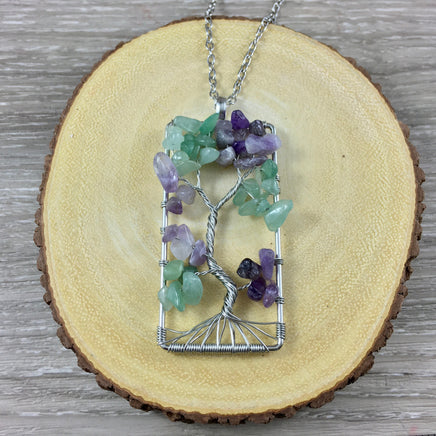 Tree of Life Pendant - Handcrafted with Amethyst and Aventurine - Free Chain - Wire Wrapped - *CALMING* - *GOOD HEALTH* - Reiki Energy