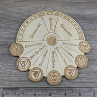 5.75" Hand Crafted Chakra Grid / Crystal Grid / Pendulum Board / Wood Plaque - Genuine Beech Plywood - Reiki Energy