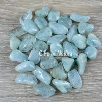 Aquamarine - Natural, No Dyes, Tumbled, Smooth - *Soothing* - *Enhance Communication* - *Truth* - Throat Chakra, Reiki Energy